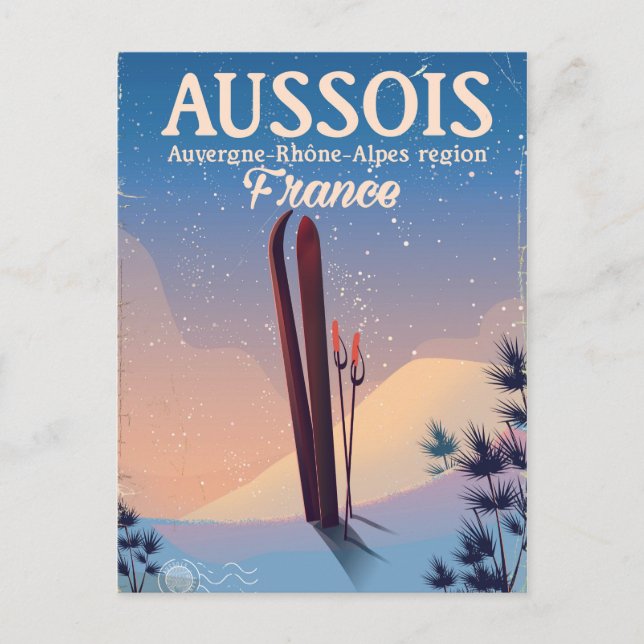 Aussois Auvergne-Rhône-Alpes Frankreich Skiposter Postkarte (Vorderseite)