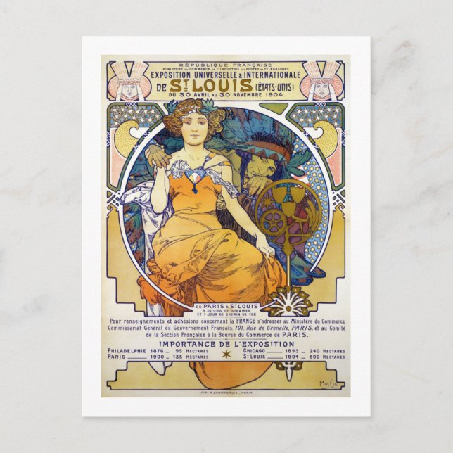 Ausstellung von St. Louis, Mucha Postkarte (Vorderseite)