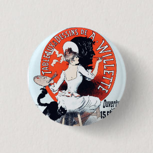 Ausstellungs-Kunst Nouveau Knopf Jules Cheret Button