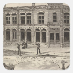 Austausch National Bank der Abstiege, Kansas Quadratischer Aufkleber