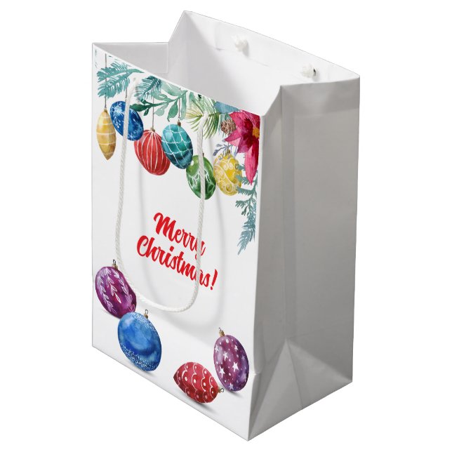 Austauschen von Aquarellen Weihnachten Mittlere Geschenktüte (Vorderseite Schrägansicht)