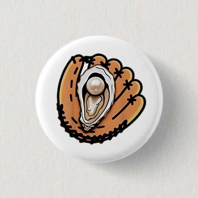 Auster Baseball Meeresfrüchte Baseball Sportliebha Button (Vorderseite)