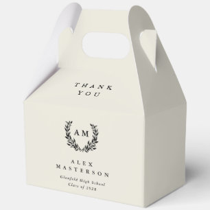 Auster/Cream-Monogramm-Lorbeerkranz-Abschluss Geschenkschachtel