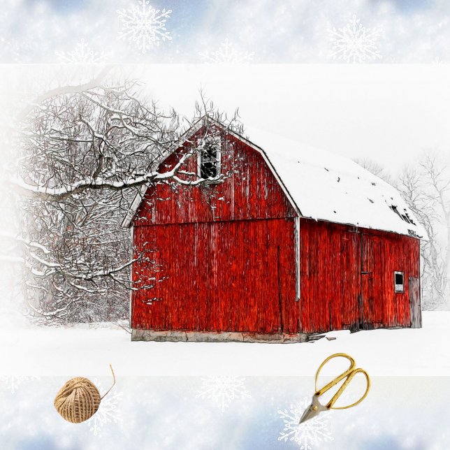 Austere und Bare Winter Red Barn Seidenpapier (Von Creator hochgeladen)