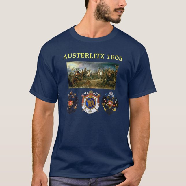 Austerlitz Wappen mit Kampfkarte T-Shirt (Vorderseite)