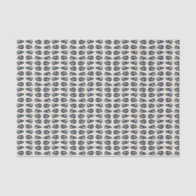 Austern auf dem halbgroßen Muschel-Papierpapier  Seidenpapier (Vorderseite)