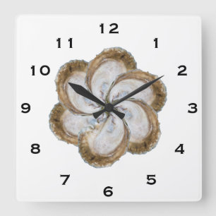 Austern-Blumen-Uhr - Entwurf C Quadratische Wanduhr