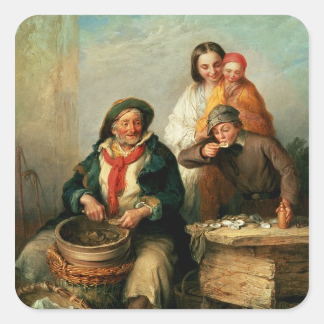Austern, Junge Sir? Quadratischer Aufkleber (Vorderseite)
