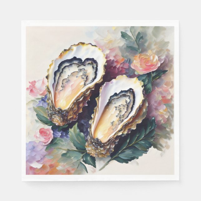 Austern mit Blume der schönen Kunst Serviette (Vorderseite)