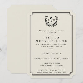 Austern/Schwarz Eingetragener Nurse Asclepius Absc Einladung