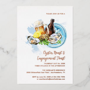 Austern und Beer-Engagement Folieneinladung