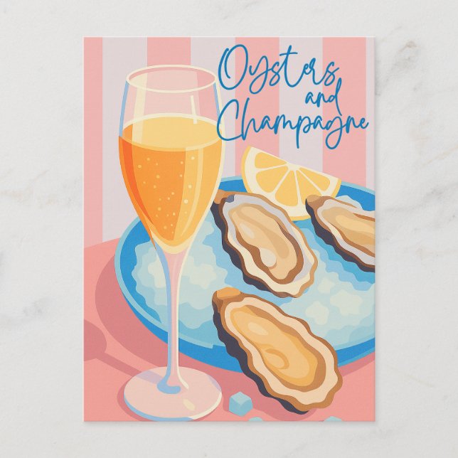 Austern und Champagner Elegant Postkarte (Vorderseite)