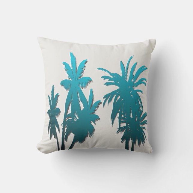 Austern-Weiß-aquamarines Aqua-blaue tropische Kissen (Vorderseite)