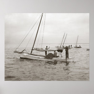 Austernboote, 1903. Vintage-Foto Poster