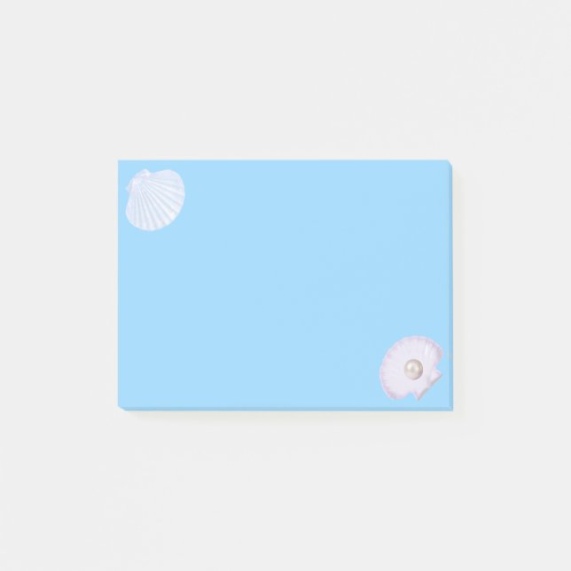 Austernschale mit Perle auf Hellblau Post-it Klebezettel (Vorderseite)