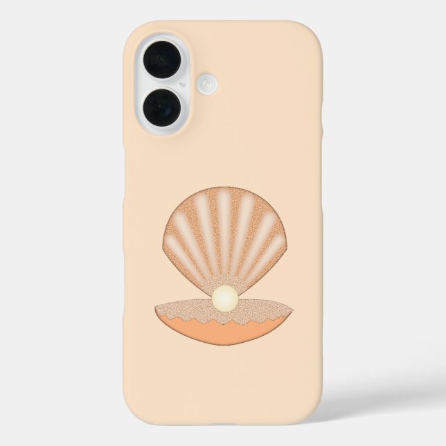 Austernschale und Perle geschlechtsneutral iPhone 16 Hülle (Rückseite)