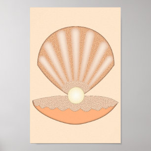 Austernschale und Perle Geschlechtsneutral Poster