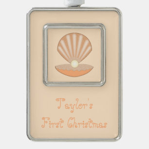 Austernschale und Perle Geschlechtsneutrale Anpass Rahmen-Ornament Silber