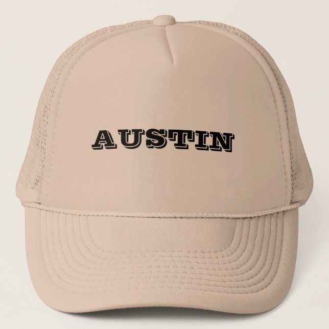Austin an einem Khaki Truckerkappe (Vorderseite)