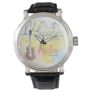 Austin, Aquarell-Skizze Texas   Armbanduhr