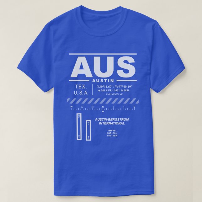 Austin-Bergstrom Internationaler Flughafen AUS T - T-Shirt (Design vorne)