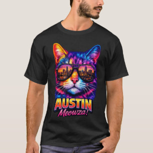Austin Cat Trendy Coole Bunte Katzen-Sonnenbrille T-Shirt