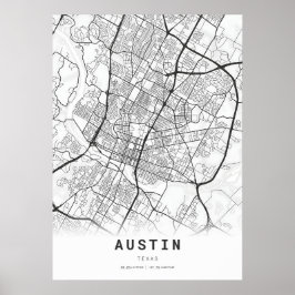 Austin City Kartographie Karte Poster