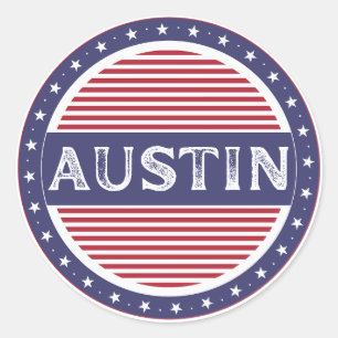 Austin City Pride Emblem – Amerikanische Identität Runder Aufkleber