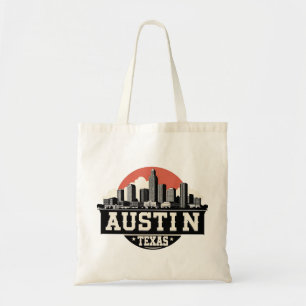 Austin City Texas Skyline Retro Schwarz-Weiß-Kunst Tragetasche