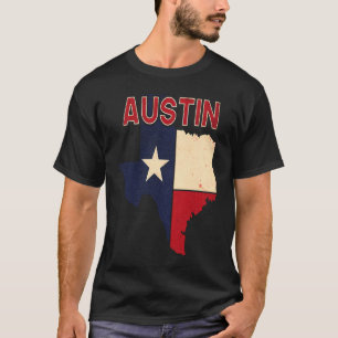 Austin City Texas Texan Flag Karte T-Shirt