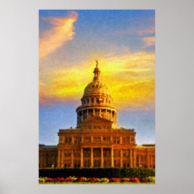 Austin Hauptstadt Sunset Print Poster (Vorne)