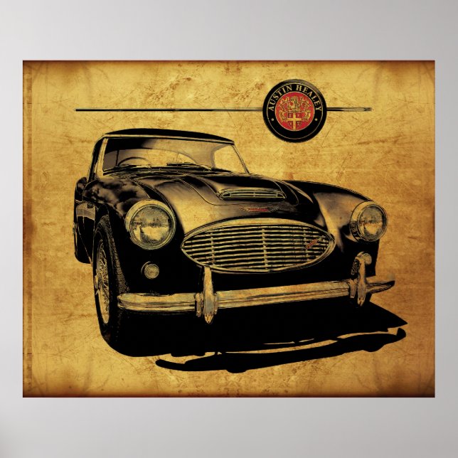 Austin Healey 3000 Black Poster (Vorne)
