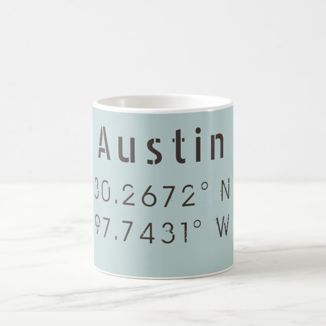 Austin Latitude und Länge Kaffeetasse (Mittel)