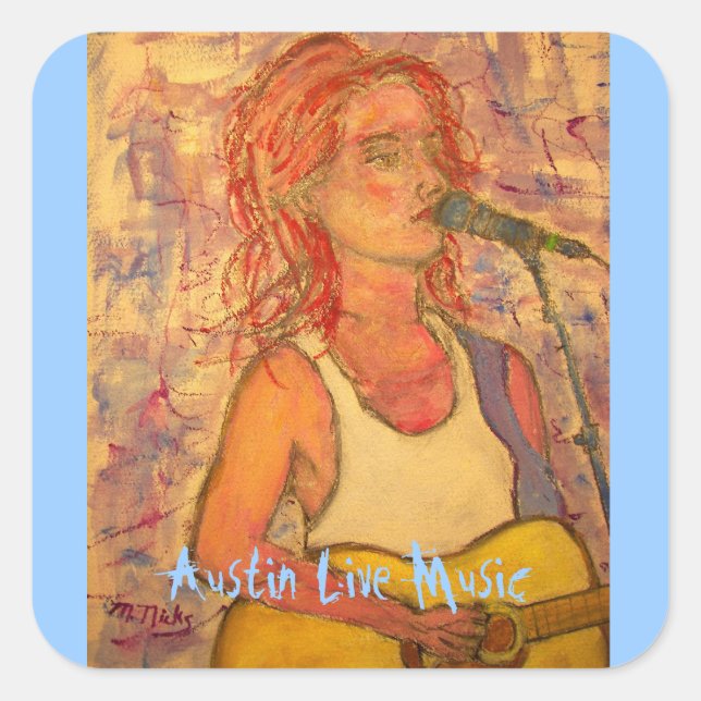 Austin Live Music Quadratischer Aufkleber (Vorderseite)