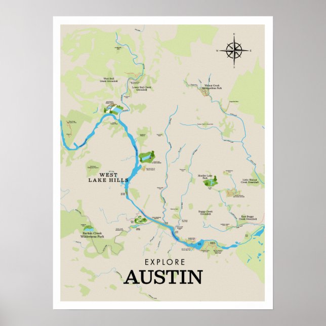 Austin Outdoor Map Poster (Vorne)