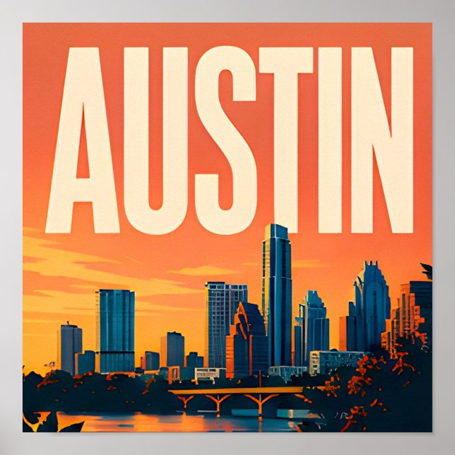 Austin Riverfront Texas Capitol Poster (Vorne)