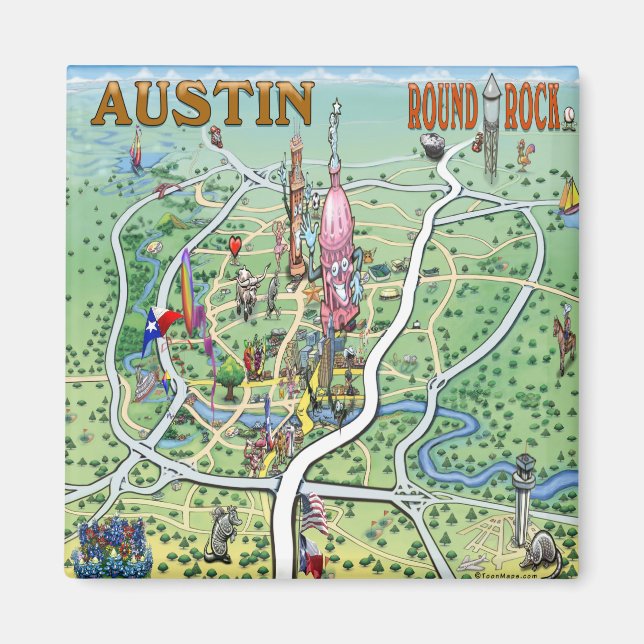 Austin Round Rock Texas Fun Karte Magnet (Vorne)