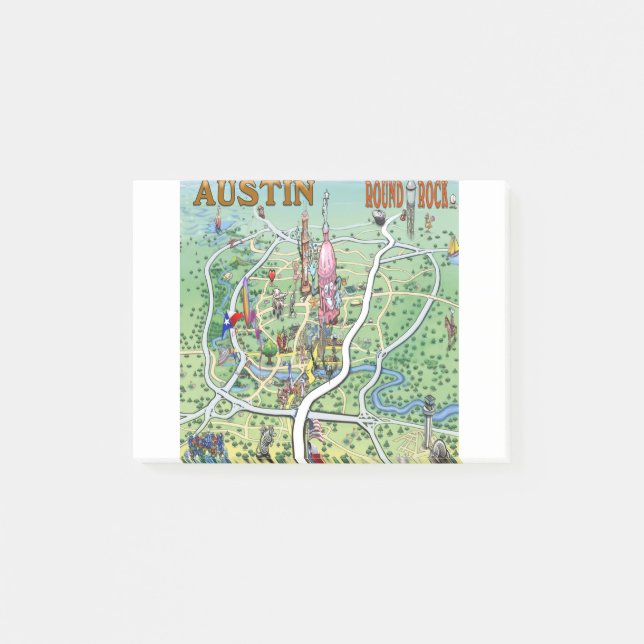 Austin Round Rock Texas Fun Karte Post-it Klebezettel (Vorderseite)