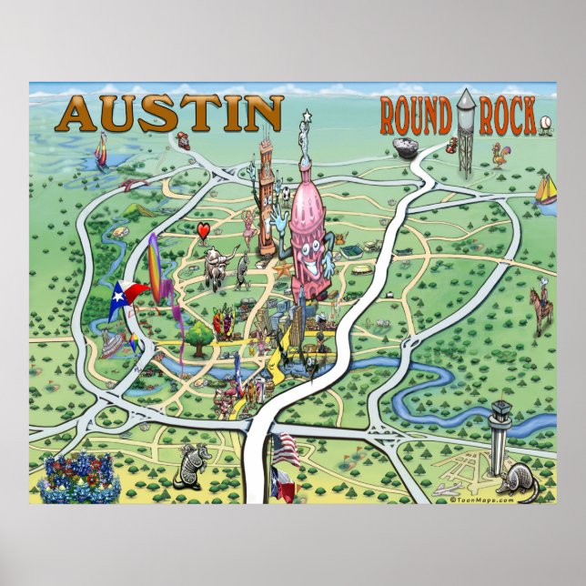 Austin Round Rock Texas Fun Karte Poster (Vorne)