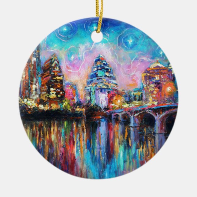 Austin-Skyline an den NachtStadtbild Keramik Ornament (Vorne)