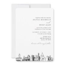 Austin Skyline Hochzeit in Urlaubsort Einladung