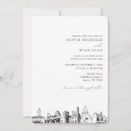 Austin Skyline Hochzeit in Urlaubsort Einladung