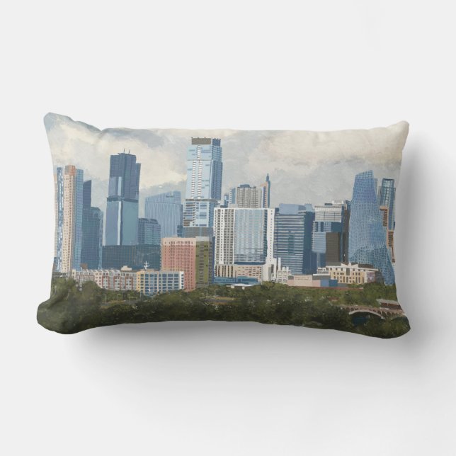 Austin Skyline Painted Art Lendenkissen (Vorderseite)