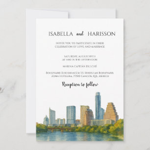 Austin Skyline Zielort Hochzeits-Einladung Einladung