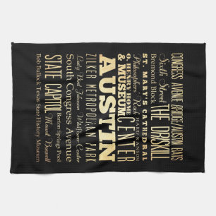 Austin-Stadt der Texas-Staats-Typografie-Kunst Küchentuch