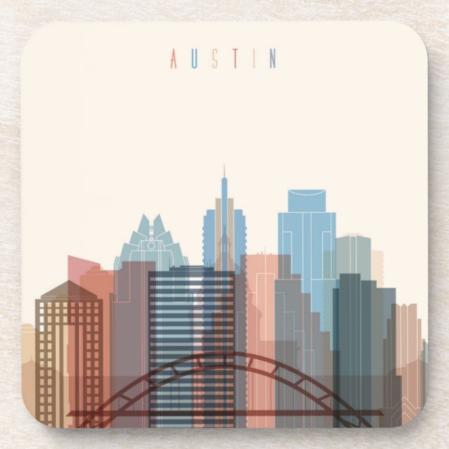 Austin, Stadt-Skyline Texas | Untersetzer (Vorderseite)