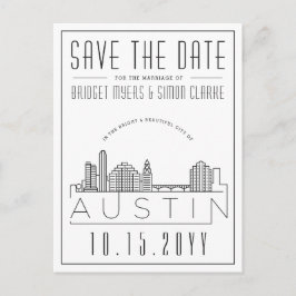 Austin | Stilisierte Skyline Save the Date Postkarte