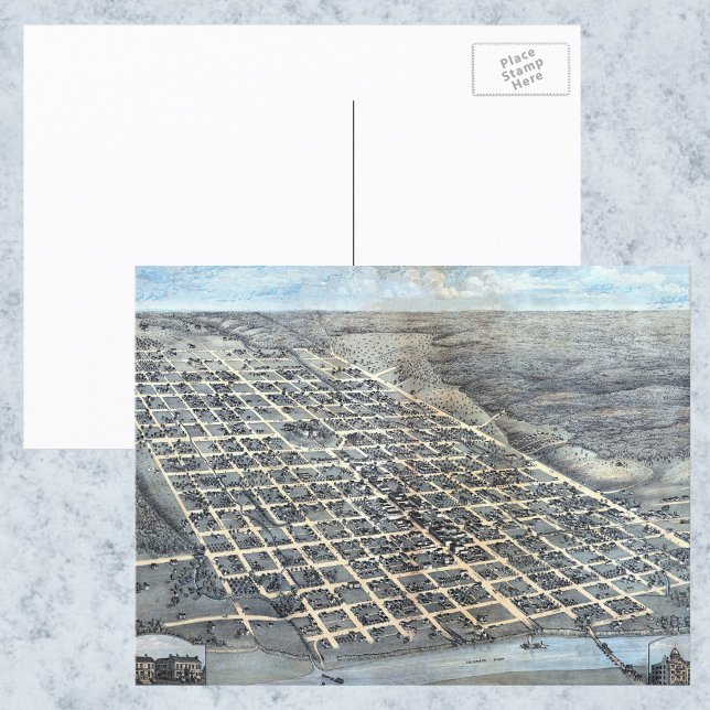 Austin, Texas Antique Aerial City Carte de 1873 (Créateur téléchargé)