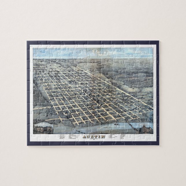 Austin, Texas Antique City Map von 1873 (Horizontal)