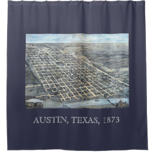 Austin, Texas Antique City Map von 1873 Duschvorhang